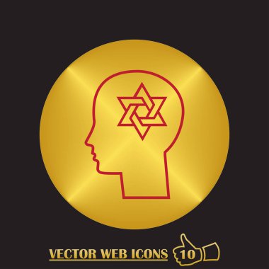 adam başı david yıldız simgesi ile. düz tasarım stili