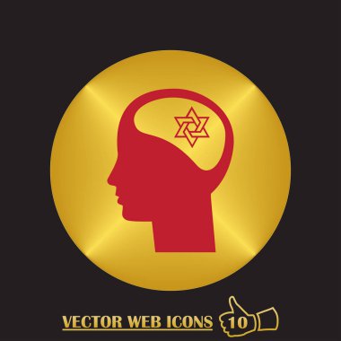 adam başı david yıldız simgesi ile. düz tasarım stili