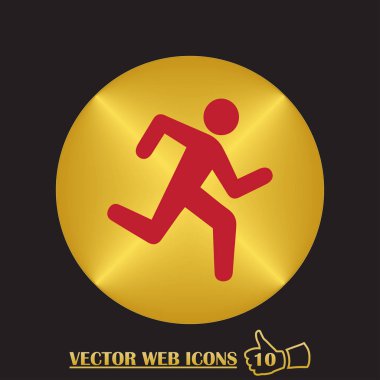 Renk arka plan üzerinde vektör sanat izole çalışan adam simgesi.