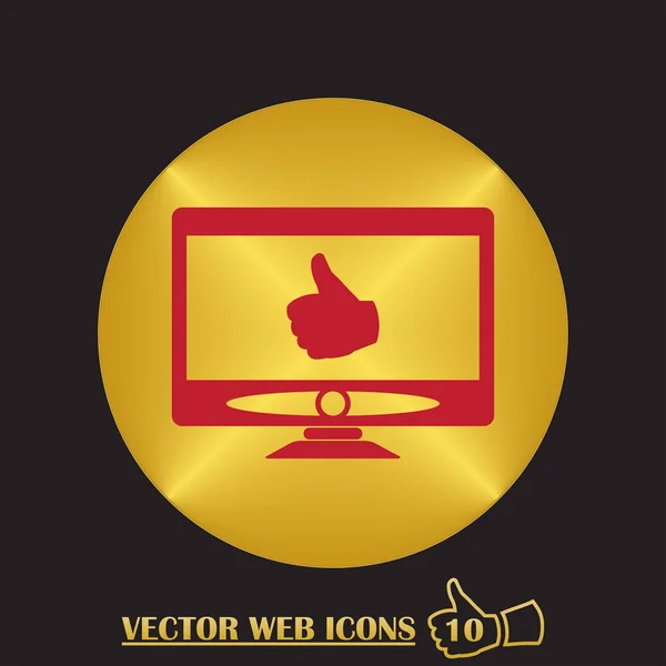 Vektormonitor-Symbol. Daumensymbol — Stockvektor