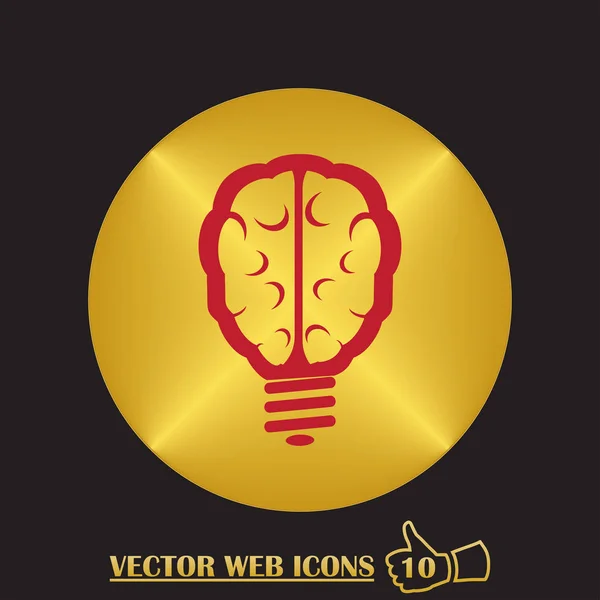 Icône du cerveau ampoule, illustration vectorielle. Style design plat — Image vectorielle