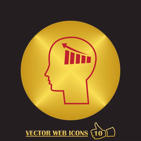 Human head and chart icon — Stock Vector
