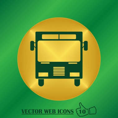 Otobüs simgesi, vektör illüstrasyonu. Düz tasarım biçimi