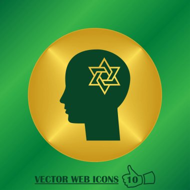 adam başı david yıldız simgesi ile. düz tasarım stili