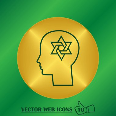 adam başı david yıldız simgesi ile. düz tasarım stili