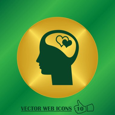 adam başı kalp simgesi ile. düz tasarım stili