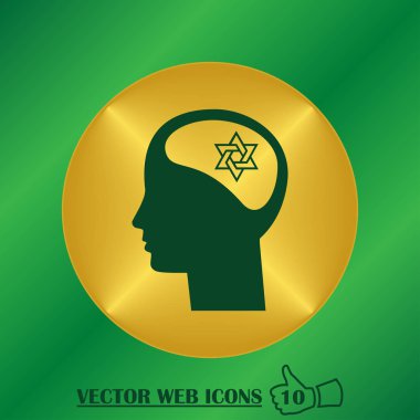 adam başı david yıldız simgesi ile. düz tasarım stili