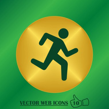 Renk arka plan üzerinde vektör sanat izole çalışan adam simgesi.