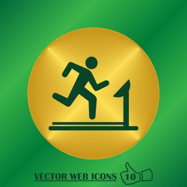 Renk arka plan üzerinde vektör sanat izole çalışan adam simgesi.