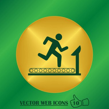 Renk arka plan üzerinde vektör sanat izole çalışan adam simgesi.