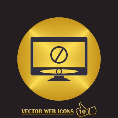 Kes şunu yoksa işareti yasak. LCD tv simgesi. Monitör oturum açtı. Geniş ekran görüntü simgesi. Yasağı kırmızı sembolü. Vektör