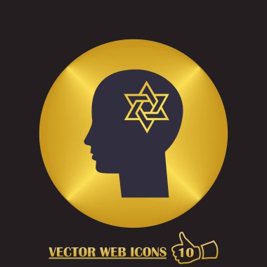 adam başı david yıldız simgesi ile. düz tasarım stili