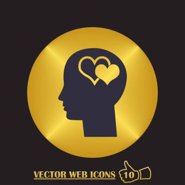 adam başı kalp simgesi ile. düz tasarım stili