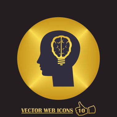 adam baş simgesi. düz tasarım stili. ışık beyin