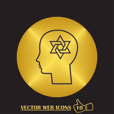 adam başı david yıldız simgesi ile. düz tasarım stili