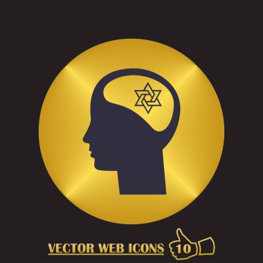 adam başı david yıldız simgesi ile. düz tasarım stili