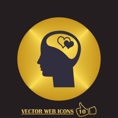 adam başı kalp simgesi ile. düz tasarım stili