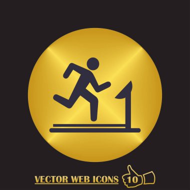 Renk arka plan üzerinde vektör sanat izole çalışan adam simgesi.