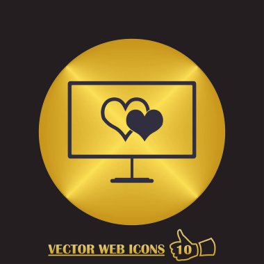 Vektör monitör simgesini. duyar sevgi simgesi