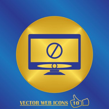 Kes şunu yoksa işareti yasak. LCD tv simgesi. Monitör oturum açtı. Geniş ekran görüntü simgesi. Yasağı kırmızı sembolü. Vektör