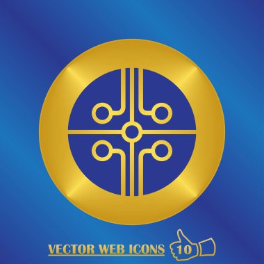 Devre kartı, teknoloji ikonu, vektör illüstrasyonu. Düz tasarım biçimi