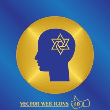 adam başı david yıldız simgesi ile. düz tasarım stili