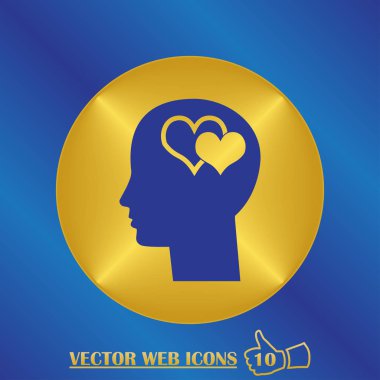 adam başı kalp simgesi ile. düz tasarım stili