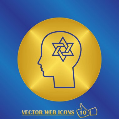 adam başı david yıldız simgesi ile. düz tasarım stili