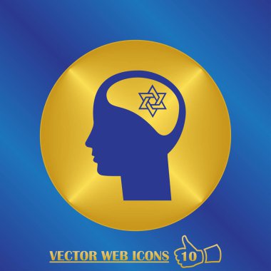 adam başı david yıldız simgesi ile. düz tasarım stili