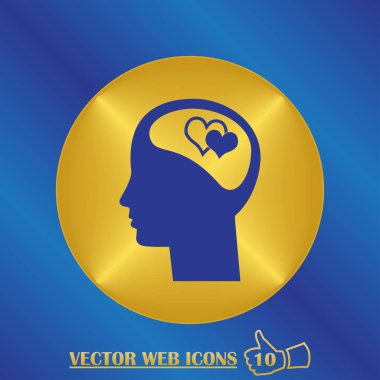 adam başı kalp simgesi ile. düz tasarım stili