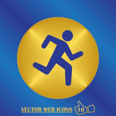 Renk arka plan üzerinde vektör sanat izole çalışan adam simgesi.