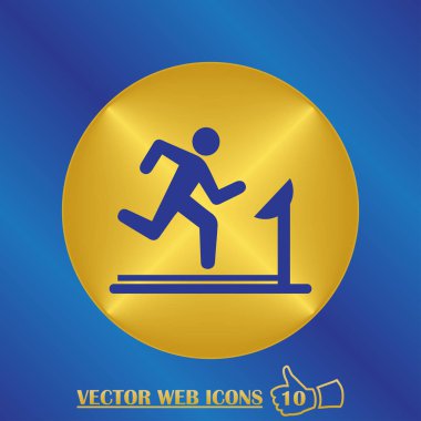 Renk arka plan üzerinde vektör sanat izole çalışan adam simgesi.