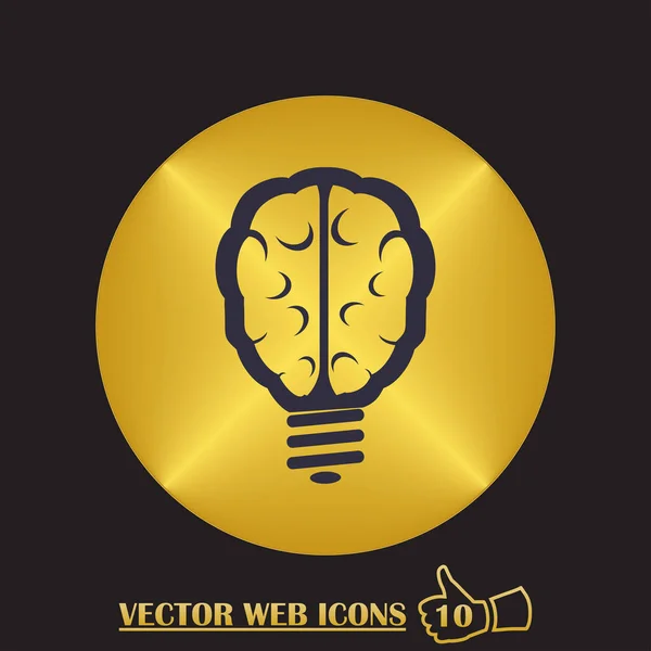 Icono del cerebro de la bombilla, ilustración del vector. Estilo de diseño plano — Vector de stock