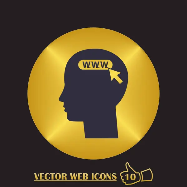 Homme tête avec texte www icône. style design plat — Image vectorielle