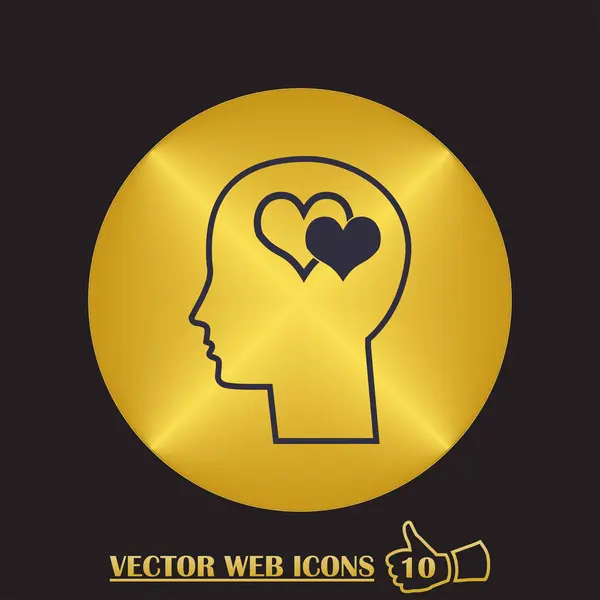 Cabeza de hombre con icono del corazón. estilo de diseño plano — Vector de stock