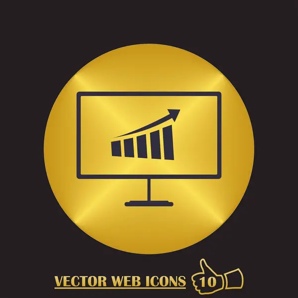 Moniteur vectoriel avec graphique d'affaires sur l'icône de l'écran — Image vectorielle