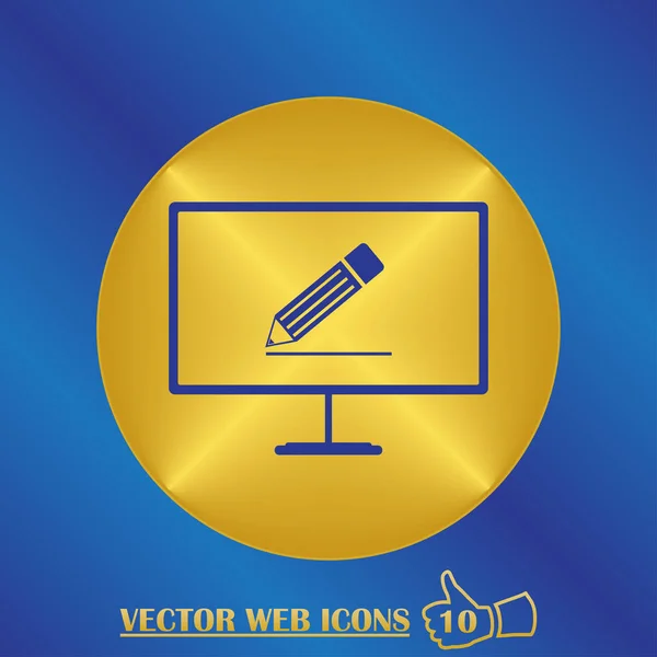 Monitor and pencil. Vector flat icon. — Stock Vector