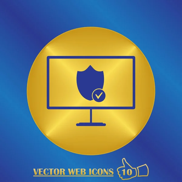 Shield in monitor icon — Stock Vector