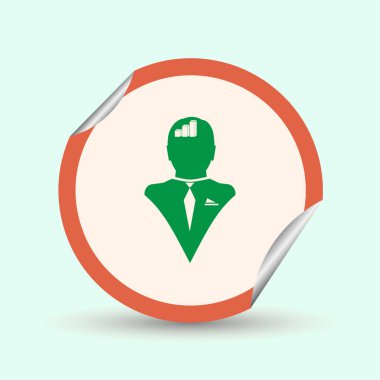 İş adamı ve büyüyen diyagramı siluetleri. insan baş ve grafik simgesi. İş kavramı