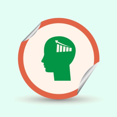 İş adamı ve büyüyen diyagramı siluetleri. insan baş ve grafik simgesi. İş kavramı