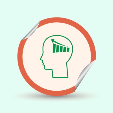 İş adamı ve büyüyen diyagramı siluetleri. insan baş ve grafik simgesi. İş kavramı