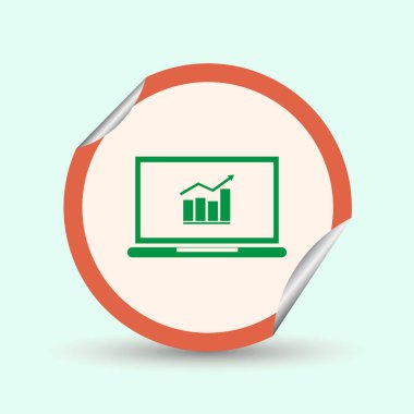 Vektör laptop ekran simgesini grafikte iş ile