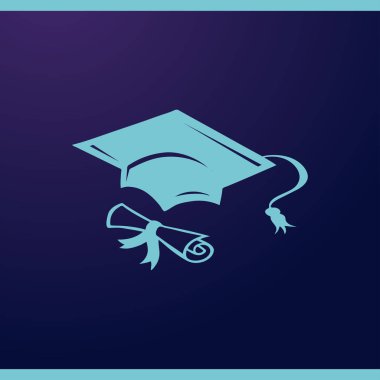 Mezuniyet kep ve diploma web simgesi. vektör çizim