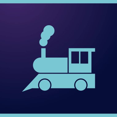 Tren simgesi: eski klasik buhar motoru lokomotif piktogram düz arka plan üzerinde. Haritalar, düzenleri, uygulamalar ve infographics için.