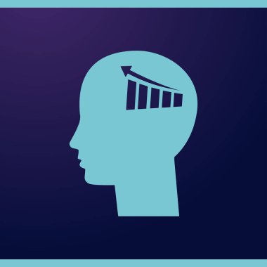 İş adamı ve büyüyen diyagramı siluetleri. insan baş ve grafik simgesi. İş kavramı