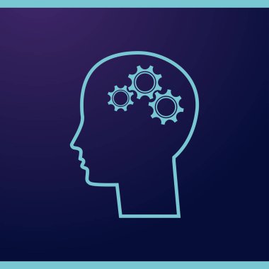 Gears'ı set olarak bir beyin ile insan kafa siluet. fikir ve İnovasyon kavramı