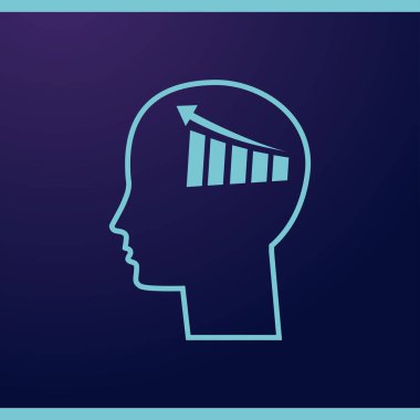 İş adamı ve büyüyen diyagramı siluetleri. insan baş ve grafik simgesi. İş kavramı