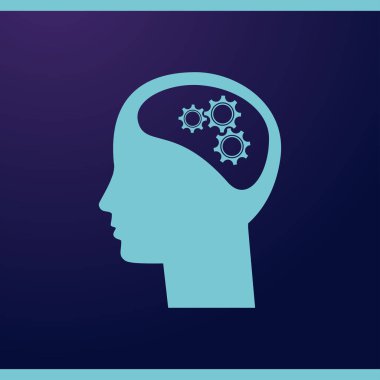 Gears'ı set olarak bir beyin ile insan kafa siluet. fikir ve İnovasyon kavramı