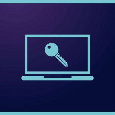 laptop ve anahtar düz vektör çizim