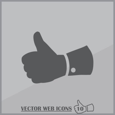 Başparmak yukarıya el jest simgesi. İzole vektör çizim